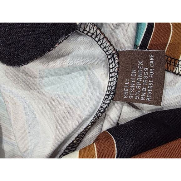 J McLaughlin Brown Turquoise Biscayne Polynesian Shift Dress Medium A004151 - Picture 7 of 8